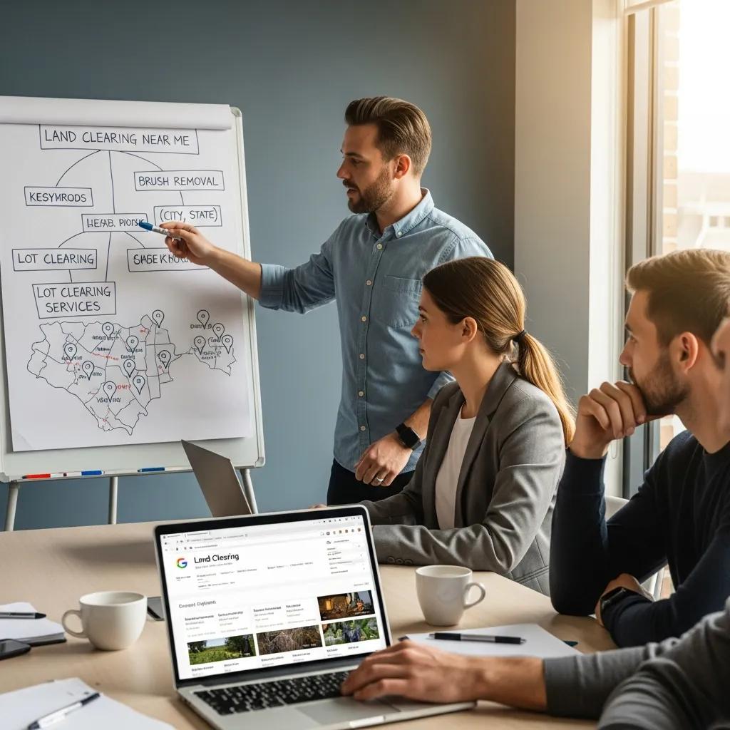 Local SEO planning meeting for land clearing contractors